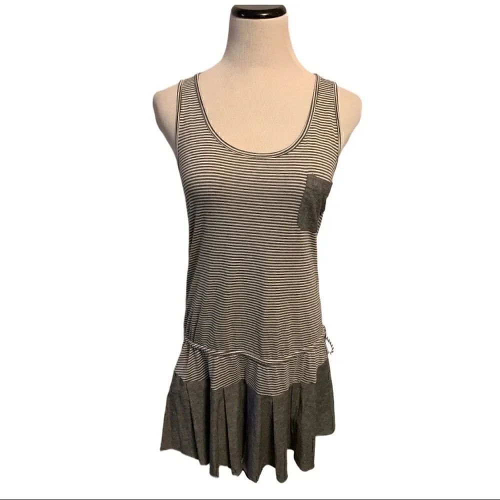 Vintage Havana Gray Striped Drop Waist Dress Sz XL